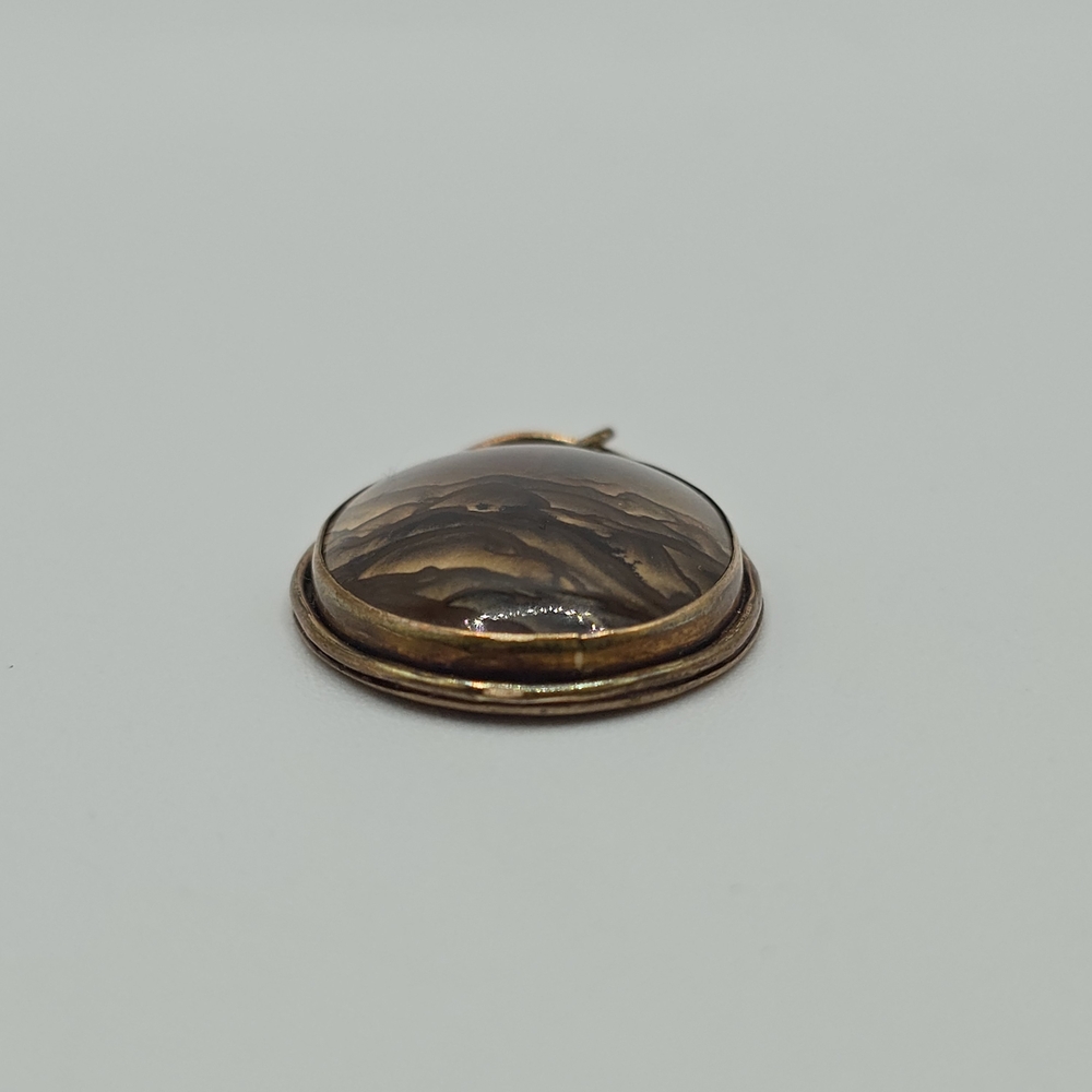 VTG Landscape Jasper Pendant Signed, "Handmade 14K GF 1988," Artisan Unknown - Picture 6 of 12